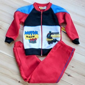 Deadstock Vintage Kids Motocross Track Suit RARE 90s Dirt Bike Pro Racing Sz 5